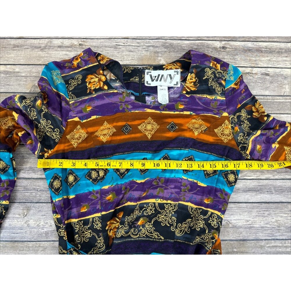 Vintage Wyllis New York & Co Maxi Dress Size 12 BOHO Side Slit DEADSTOCK New - Picture 15 of 16